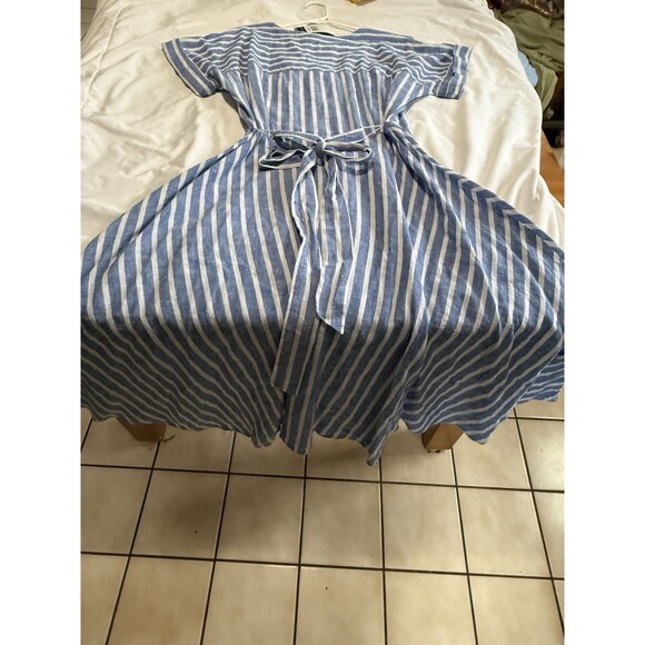 New with Tags Large Chaps Blue and White Stripped Maxi Dress - Picture 6 of 6